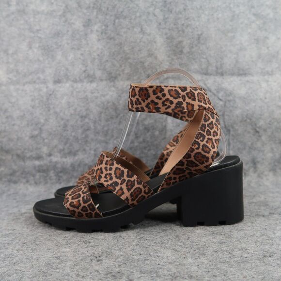Steve Madden Shoes Womens 9 Sandals Fashion Leopard Ankle Strap Stretch Haidar - Picture 4 of 12